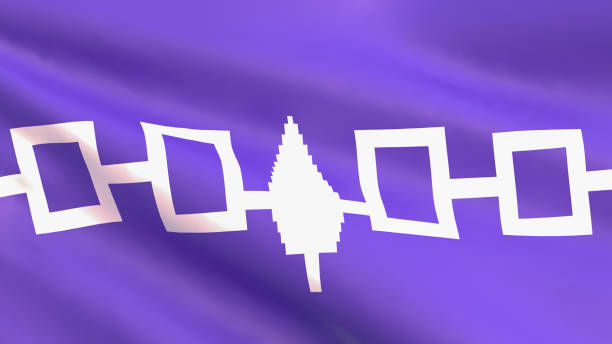 3D Render - Iroquois Confederate Flag Waving in the Wind.