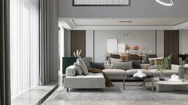 istock Modern Open-Concept Living Room Interior with Neutral Tones 2195429675