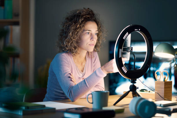 istock Influencer getting ready to shoot a video at home 2195429932