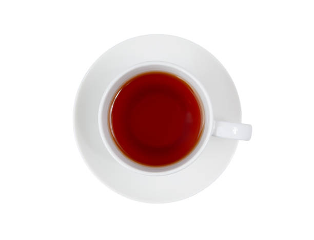 istock Top view of a cup of tea isolated on white background 2195430816