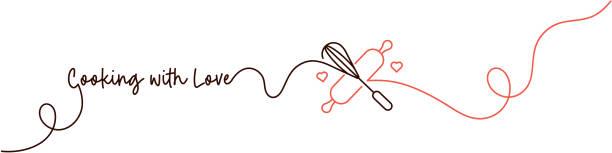 istock Continuous Line Drawing of Cooking with Love Icon. Hand Drawn Symbol Vector Illustration. 2195434047