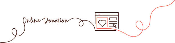 istock Continuous Line Drawing of Online Donation Icon. Hand Drawn Symbol Vector Illustration. 2195435827