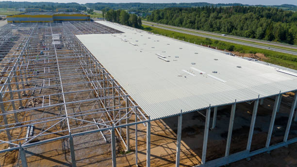 istock Aerial View of Industrial Building Under Construction 2195436667