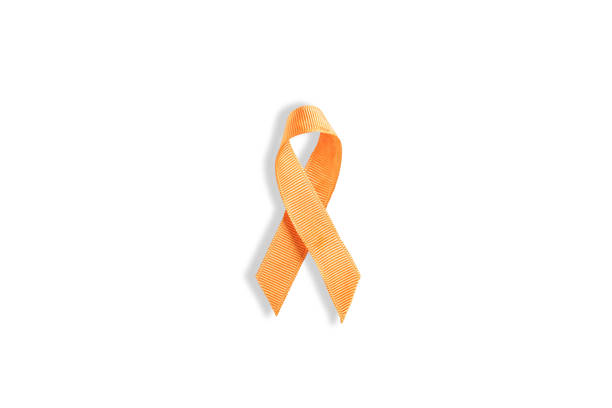 istock Orange kidney cancer awareness ribbon on white background 2195439749