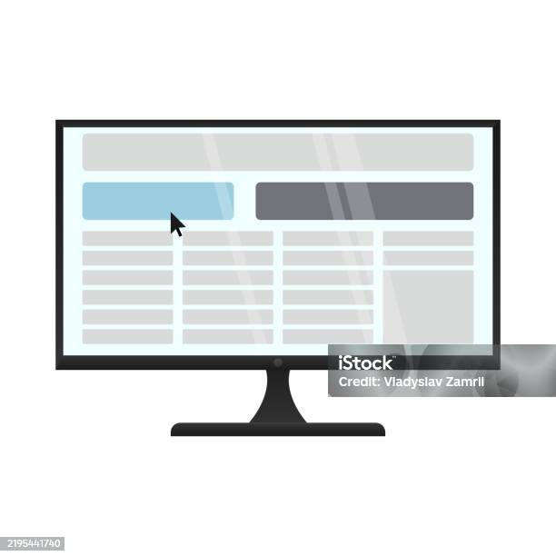 Tutorial Computer Screen With Pointer Computer Monitor Displaying A User Interface With Cursor Stock ...