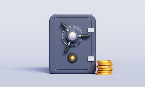 istock Safe Deposit Box and Coin Icon. 3D Rendering 2195445560