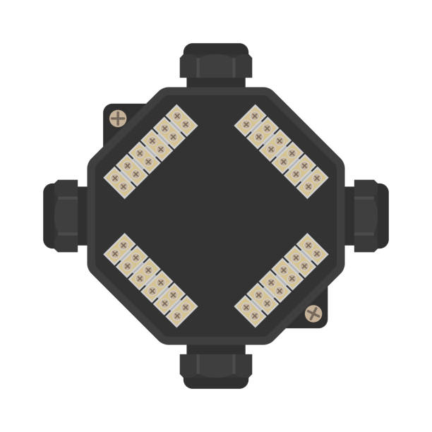 Electrical junction box Electrical junction box with terminal blocks. Flat style vector illustration isolated on white pvc flange stock illustrations