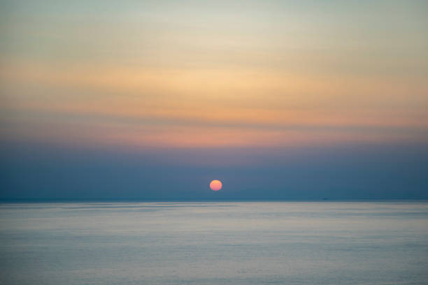 The sun setting over the sea and its colors