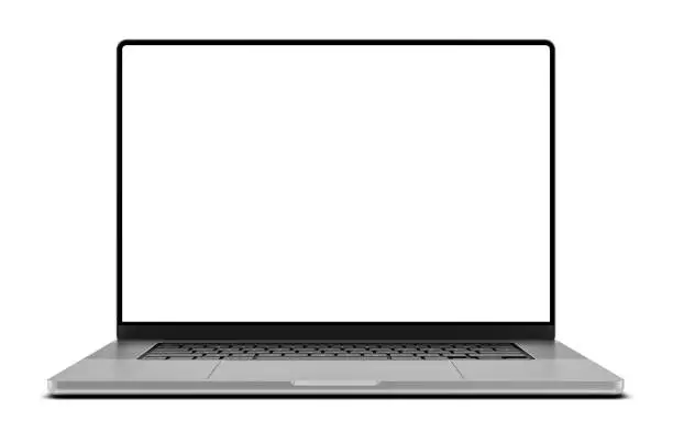 Laptop with an empty blank screen, CGI render Laptop with an empty blank screen, CGI render