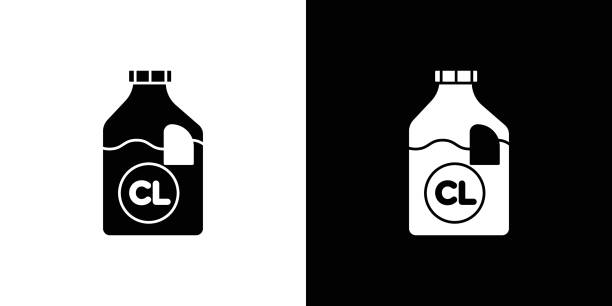 liquid Chlorine chemical icon Outline sign symbol set liquid Chlorine chemical icon linear logo mark set collection in black and white for web free chore backgrounds stock illustrations