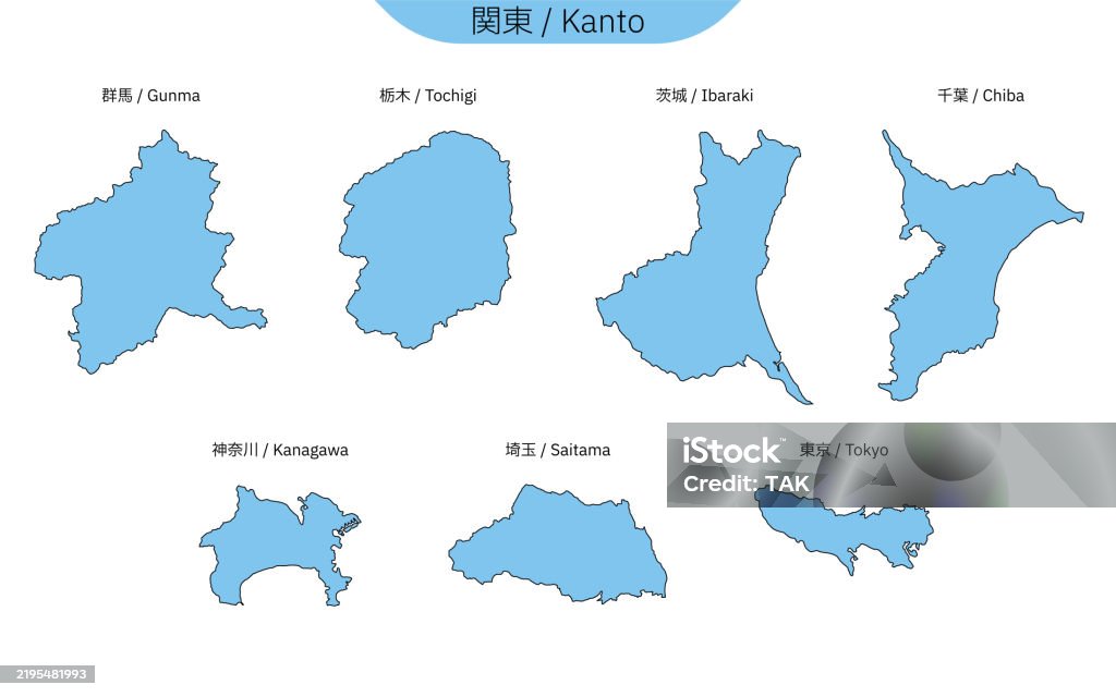 Kanto Map Vector Map Of Kanto Region Stock Illustration - Download Image Now ...