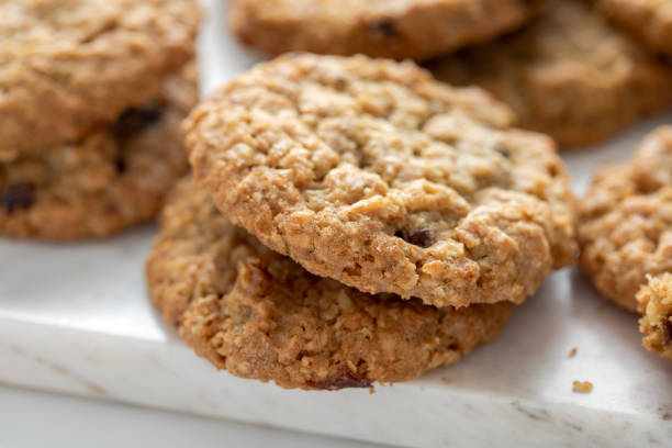 istock Closeup oatmeal cookies on marble 2195484791