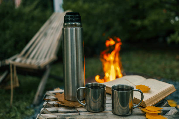 istock Book, thermos and fire, cozy autumn 2195484810