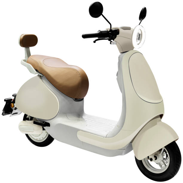 istock Green electric scooter isolated on white background with clipping path 2195489175