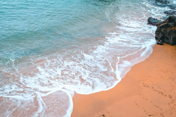 istock A rocky beach with a white ocean wave crashing against the rocks. 2195494550