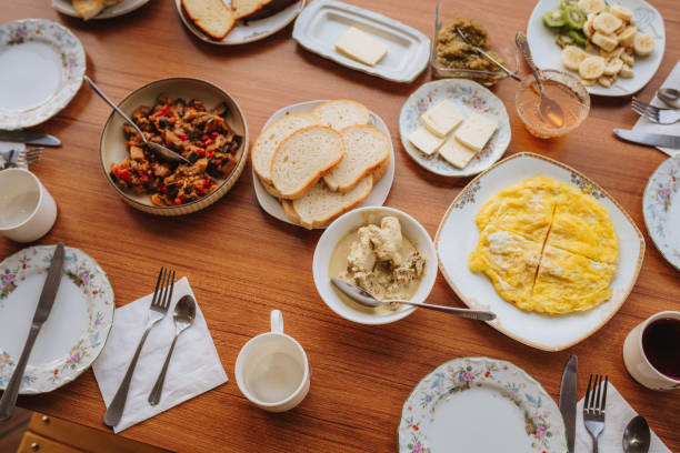 Variety of Georgian dishes. Tasty breakfast