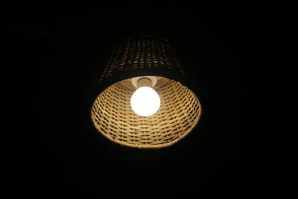 Traditional Indonesian rattan hanging lampshade. Widely used at night at the coffee shop.