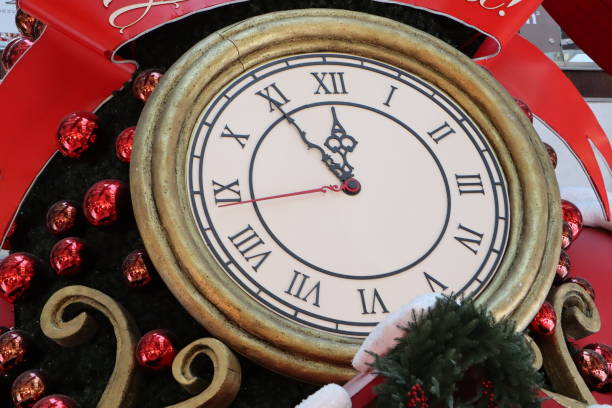 istock A festive display with a Christmas clock, elegantly adorned, radiating joy for the holiday 2195500095