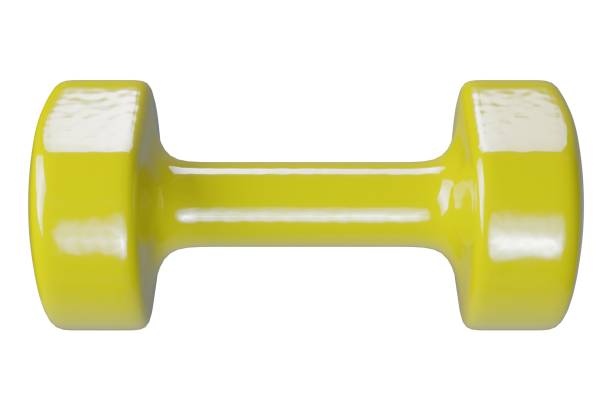 istock Blank Round vinyl rubber Dumbbell, weightlifting gym equipment side view 2195502109