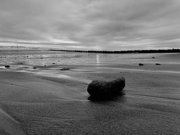 istock A rock on a beach at sunrise 2195507917