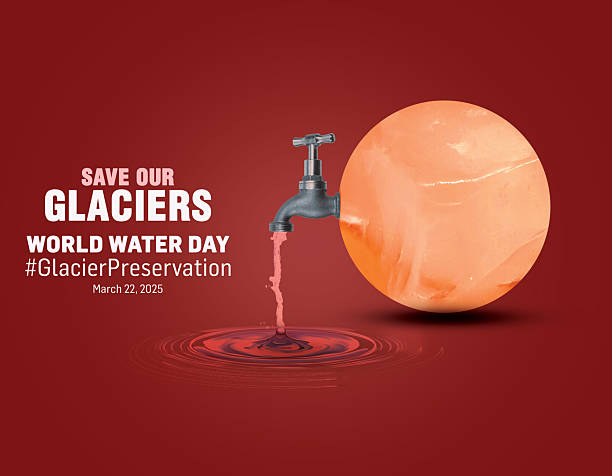 istock World water day poster concept. Globe map ice shape isolated water drop shadow with dark red background. 2195510527