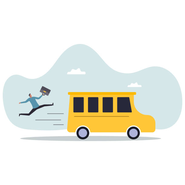 istock Left behind, exclusion or forgotten employee, failure or mistake to come late and miss the bus, opportunity gone away.business concept.flat character. 2195514008