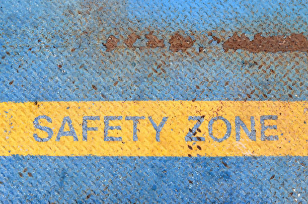 safety zone border on metal diamond plate floor