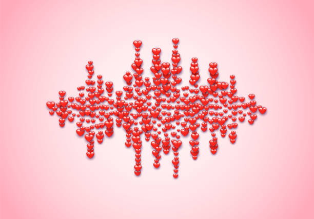 Sound wave filled with hearts for Valentine's Day, love mixtape cover Sound wave filled with hearts for Valentine's Day and love mixtape cover mix tape heart stock illustrations