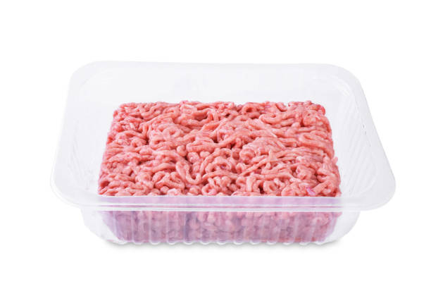istock Ground meat in a white plastic box on a white isolated background 2195520404