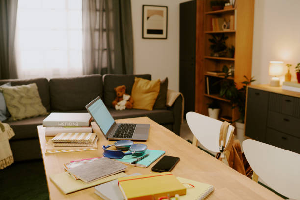 istock Living Room With Textbooks And Laptop On Table 2195521264