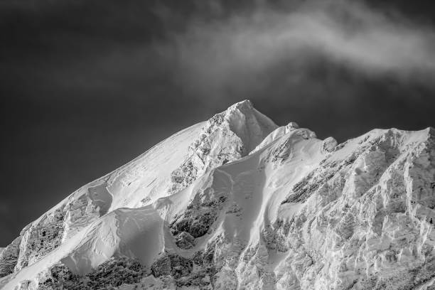istock Snow-covered mountains, black and white photography. 2195522194