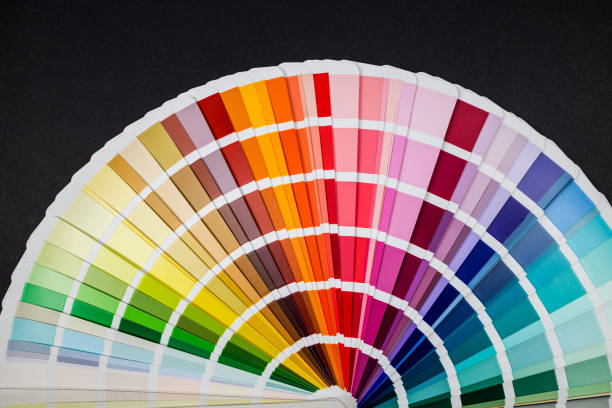 istock Color palette, paint swatch guide, color catalog on black background 2195524678