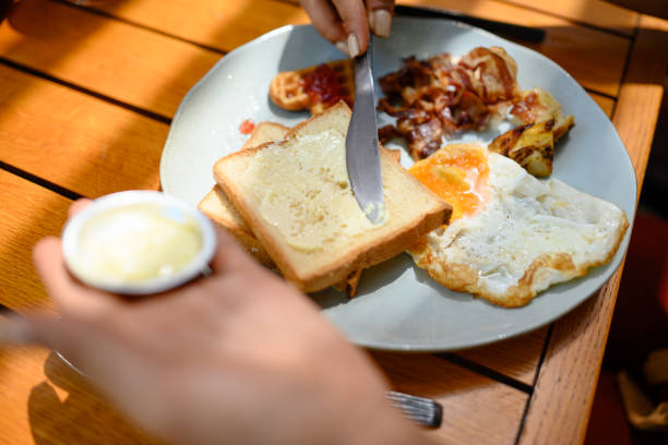 istock Delicious Outdoor Breakfast with Eggs and Toast 2195526149