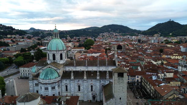 istock Aerial view about Como Medieval Cathedral with old town in background 2195537257