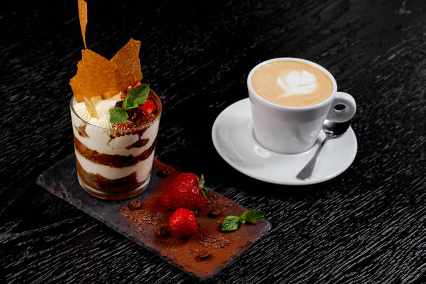 istock Elegant Dessert with Latte Coffee Combination. 2195537566