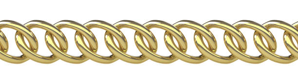 istock Seamless curb chain isolated on white background 3D illustration 2195542559