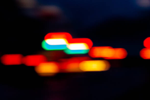 Red light and green light out of focus.