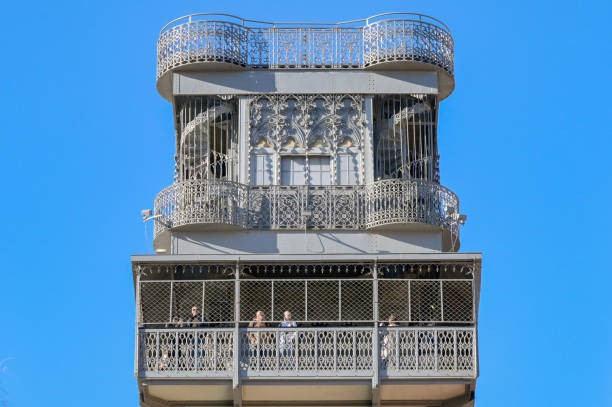Lisbon, Portual, Europe - 13 January 2025: Historic Santa Justa Lift, or Carmo Lift as it is also known, in Lisbon city centre.