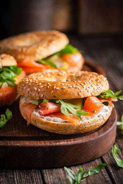 istock Bagel sandwich with salmon 2195555398