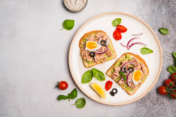 istock Open sandwiches with canned tuna 2195555614