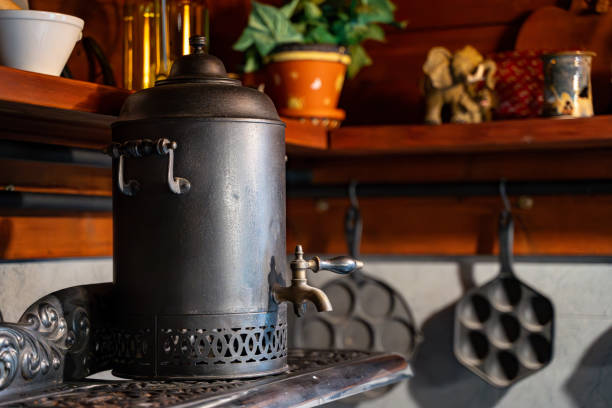 istock Antique kettle in the kitchen of a house. 2195564239