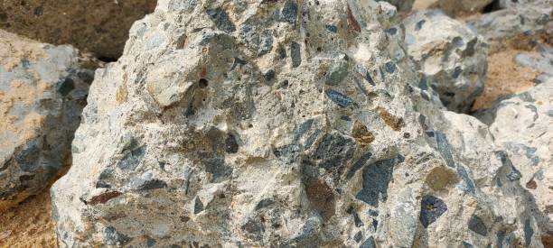 istock Close-up of a large piece of broken concrete. 2195576276
