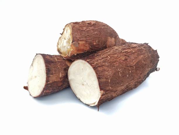istock Slice of cassava isolated on white background 2195576401