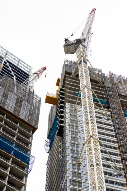 istock Construction of skyscrapers in the city, background with copy space 2195582820