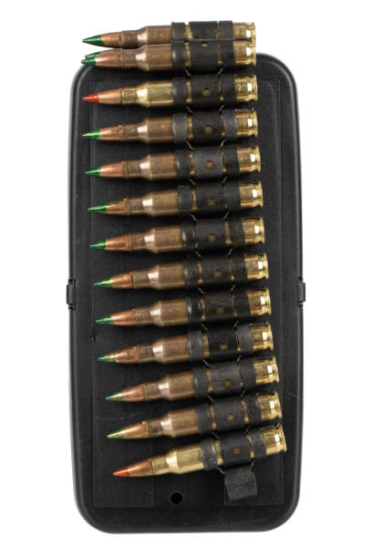 istock 5.56 mm ammunition belt with cartridges in ammunition box 2195588185