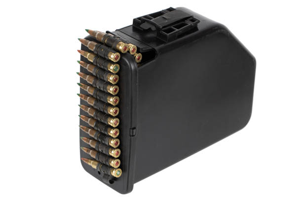 istock 5.56 mm ammunition belt with cartridges in ammunition box 2195588245