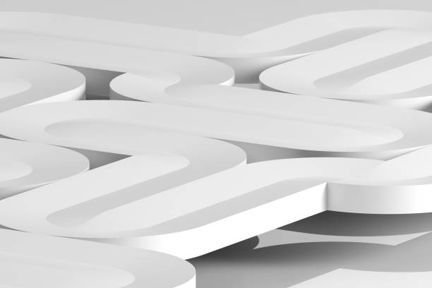 istock Abstract white installation, curved paths of the labyrinth, 3d 2195589001