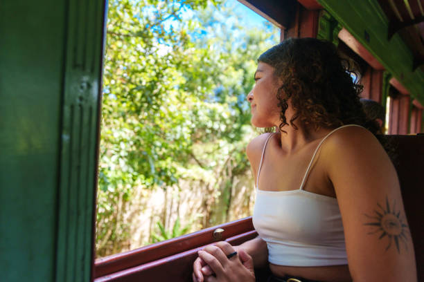 istock Woman traveling by train 2195590923