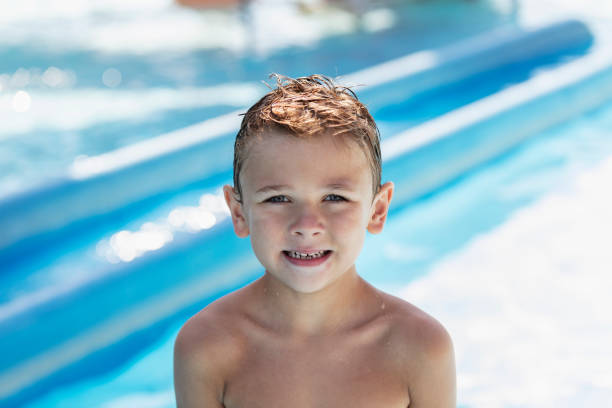 istock Headshot of a young boy at water park 2195593866