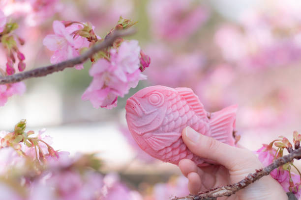 istock Kawazu cherry blossoms and taiyaki 2195602714